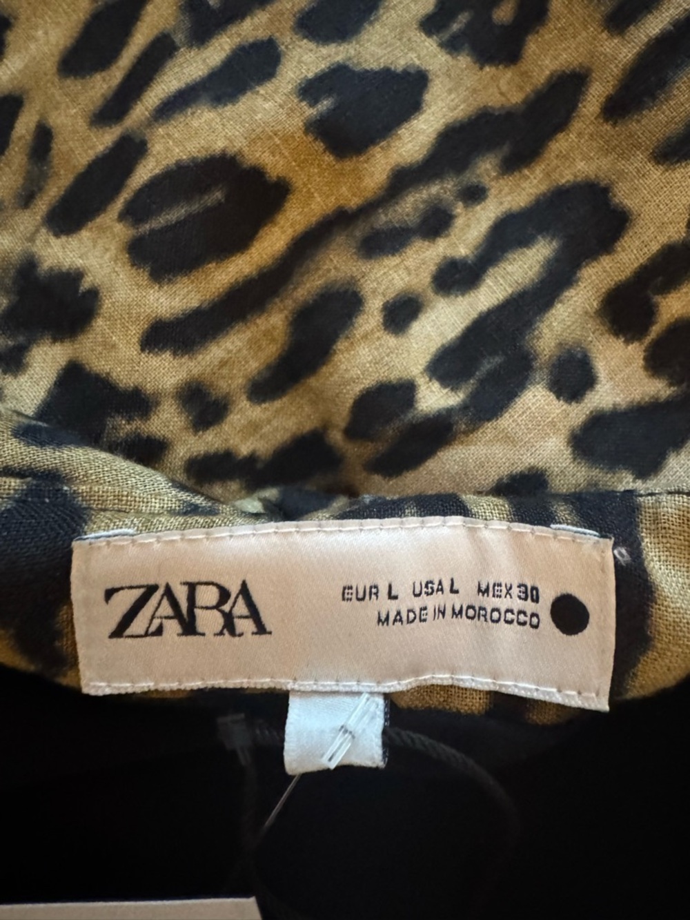 ZARA Linen Leopard Print Halter Dress Size L Open Back Mini - Picture 7 of 12